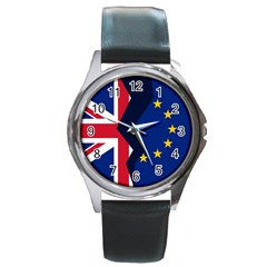 Brexit British Exit Flag Round Metal Watch by trulycreative