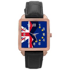 Brexit British Exit Flag Rose Gold Leather Watch  by trulycreative