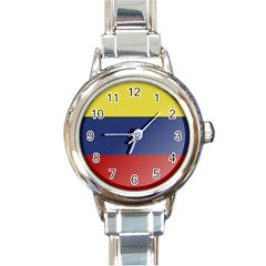 Flag Of Ecuador Round Italian Charm Watch by trulycreative