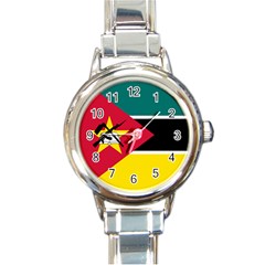 Flag Of Mozambique Round Italian Charm Watch by trulycreative