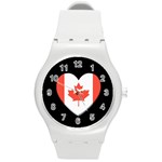 Heart Shaped Canadian Flag Round Plastic Sport Watch (M) Front