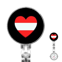 Heart Shaped Austrian Flag Stainless Steel Nurses Watch by trulycreative