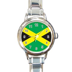 Flag Of Jamaica Round Italian Charm Watch by trulycreative