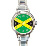 Flag Of Jamaica Round Italian Charm Watch Front