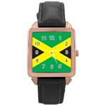 Flag Of Jamaica Rose Gold Leather Watch  Front