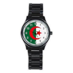 Flag Of Algeria Stainless Steel Round Watch by trulycreative