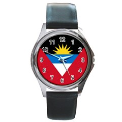 Flag Of Antigua And Barbuda Round Metal Watch by trulycreative