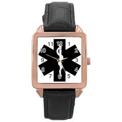 Caduceus Medical Symbol Rose Gold Leather Watch  by trulycreative