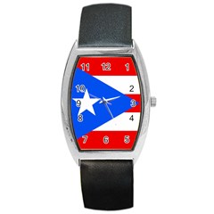 Flag Of Puerto Rico Barrel Style Metal Watch by trulycreative