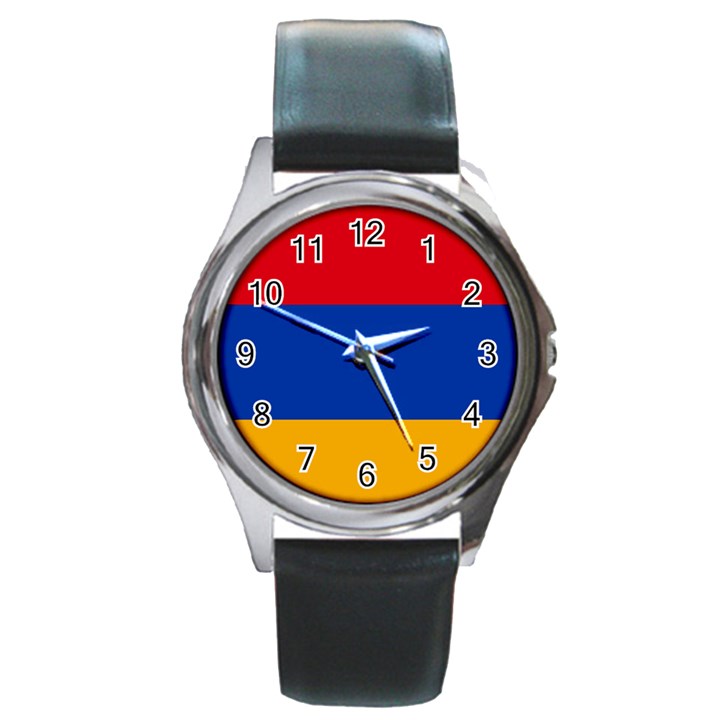 Flag Of Armenia Round Metal Watch