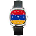 Flag Of Armenia Square Metal Watch Front