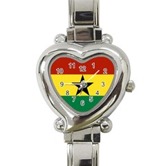 Flag Of Ghana Heart Italian Charm Watch by trulycreative