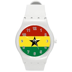 Flag Of Ghana Round Plastic Sport Watch (m) by trulycreative