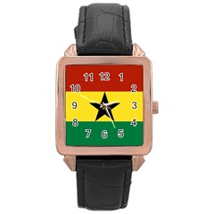 Flag Of Ghana Rose Gold Leather Watch  by trulycreative