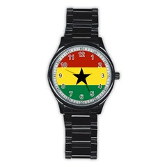 Flag Of Ghana Stainless Steel Round Watch by trulycreative