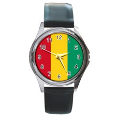 Flag Of Guinea Round Metal Watch by trulycreative