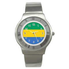 Flag Of Gabon Stainless Steel Watch