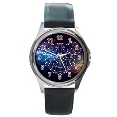 Constellation Star Pug Dog Round Metal Watch by trulycreative