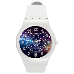 Constellation Star Pug Dog Round Plastic Sport Watch (m) by trulycreative