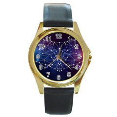 Constellation Star Raccoon Round Gold Metal Watch by trulycreative