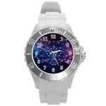 Constellation Star Raccoon Round Plastic Sport Watch (L) Front