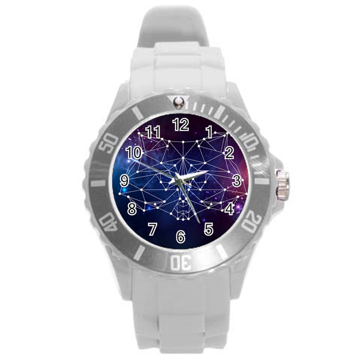 Constellation Star Raccoon Round Plastic Sport Watch (L)