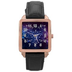 Constellation Star Raccoon Rose Gold Leather Watch  by trulycreative