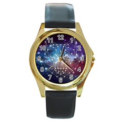 Constellation Star Fox Round Gold Metal Watch by trulycreative