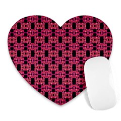 Red Black Abstract Pattern Heart Mousepads by BrightVibesDesign