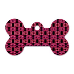 Red Black Abstract Pattern Dog Tag Bone (one Side) by BrightVibesDesign