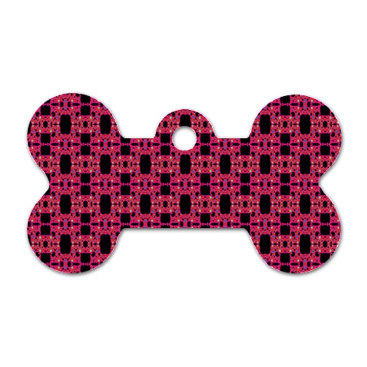 Red Black Abstract Pattern Dog Tag Bone (Two Sides)