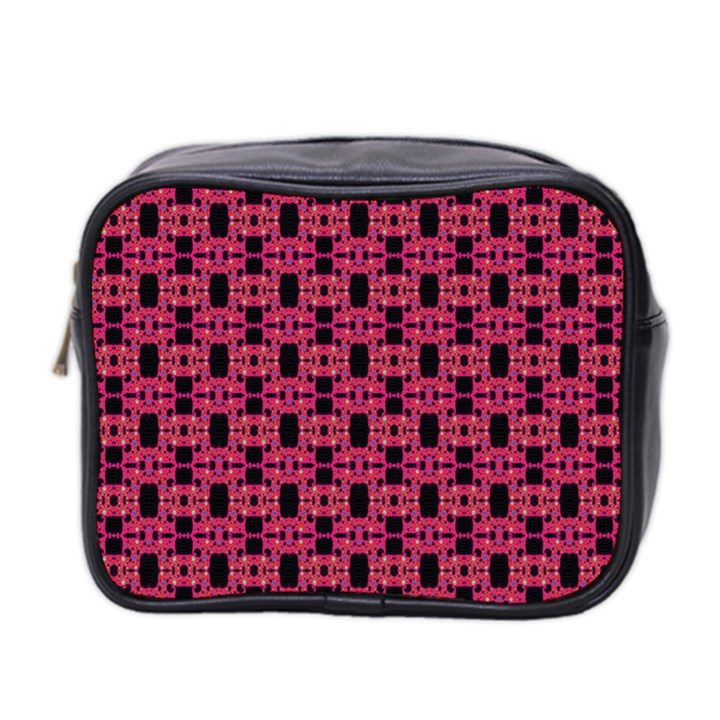 Red Black Abstract Pattern Mini Toiletries Bag (Two Sides)