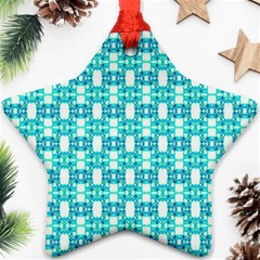 Teal White  Abstract Pattern Ornament (star) by BrightVibesDesign