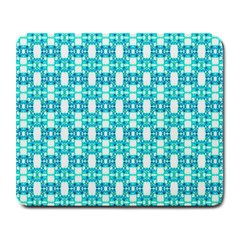 Teal White  Abstract Pattern Large Mousepads by BrightVibesDesign