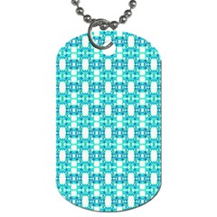 Teal White  Abstract Pattern Dog Tag (two Sides) by BrightVibesDesign