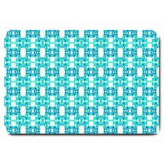 Teal White  Abstract Pattern Large Doormat  by BrightVibesDesign