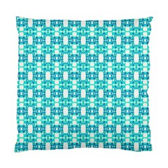 Teal White  Abstract Pattern Standard Cushion Case (one Side) by BrightVibesDesign