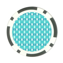 Teal White  Abstract Pattern Poker Chip Card Guard (10 Pack) by BrightVibesDesign