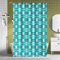 Teal White  Abstract Pattern Shower Curtain 48  X 72  (small)  by BrightVibesDesign