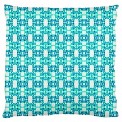 Teal White  Abstract Pattern Large Cushion Case (one Side) by BrightVibesDesign