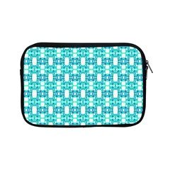 Teal White  Abstract Pattern Apple Ipad Mini Zipper Cases by BrightVibesDesign