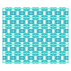 Teal White  Abstract Pattern Double Sided Flano Blanket (small)  by BrightVibesDesign