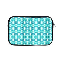 Teal White  Abstract Pattern Apple Macbook Pro 13  Zipper Case by BrightVibesDesign