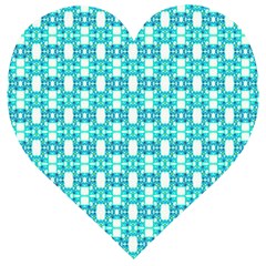 Teal White  Abstract Pattern Wooden Puzzle Heart by BrightVibesDesign