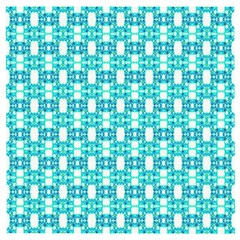 Teal White  Abstract Pattern Wooden Puzzle Square by BrightVibesDesign