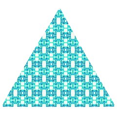 Teal White  Abstract Pattern Wooden Puzzle Triangle by BrightVibesDesign