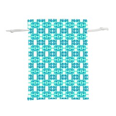 Teal White  Abstract Pattern Lightweight Drawstring Pouch (s) by BrightVibesDesign