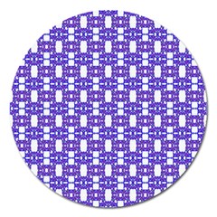 Purple  White  Abstract Pattern Magnet 5  (round) by BrightVibesDesign