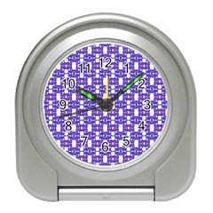 Purple  White  Abstract Pattern Travel Alarm Clock by BrightVibesDesign