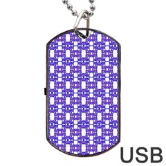 Purple  White  Abstract Pattern Dog Tag Usb Flash (one Side) by BrightVibesDesign